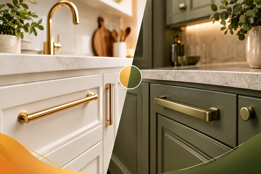 دستگیره کابینت طلایی یا زیتونی